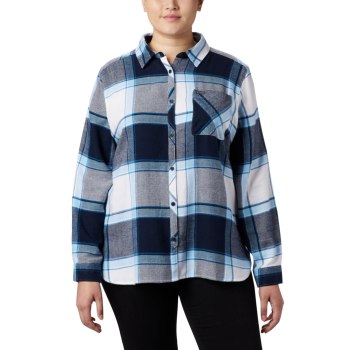 Columbia Simply Put II Flannel Plus Size, Camisa Azul Marino Para Mujer | 275140-TVI